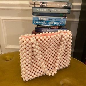 Small baby pink beaded handbag